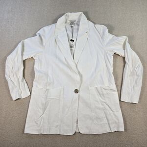 a new day Womens Linen Blend Blazer White Size M NWT